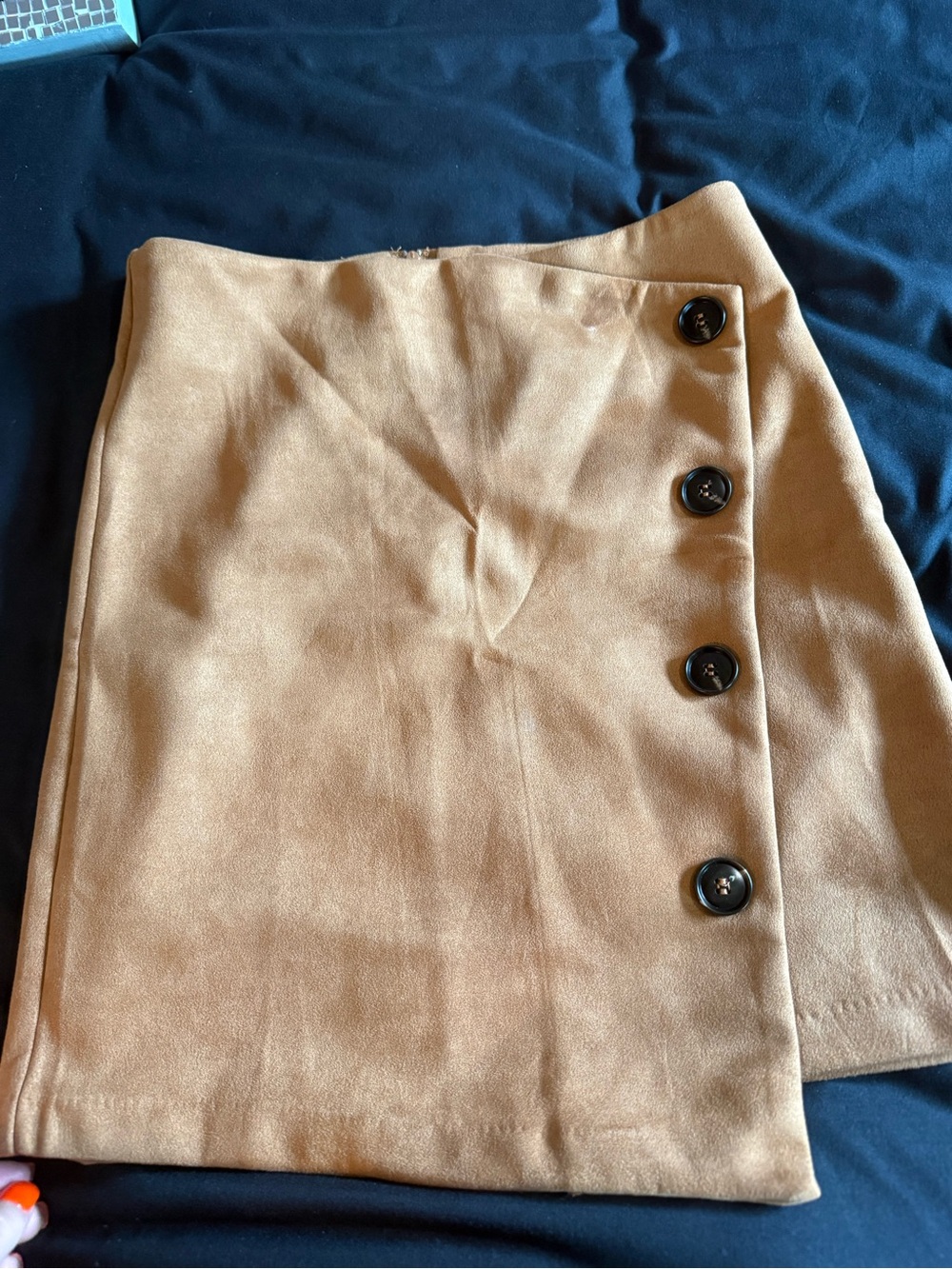 Potter's Pot Camel Button-Accent Pencil Skirt